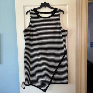 Black and white striped sheath dress